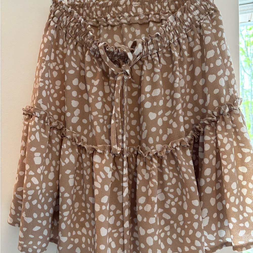 Brown and White Tiered Skirt